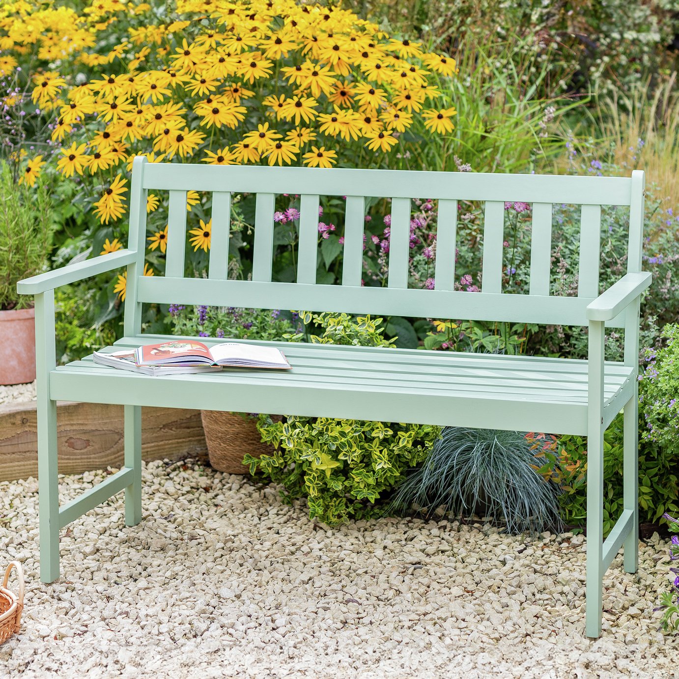 Argos Home Newbury 2 Seater Wooden Garden Bench - Green