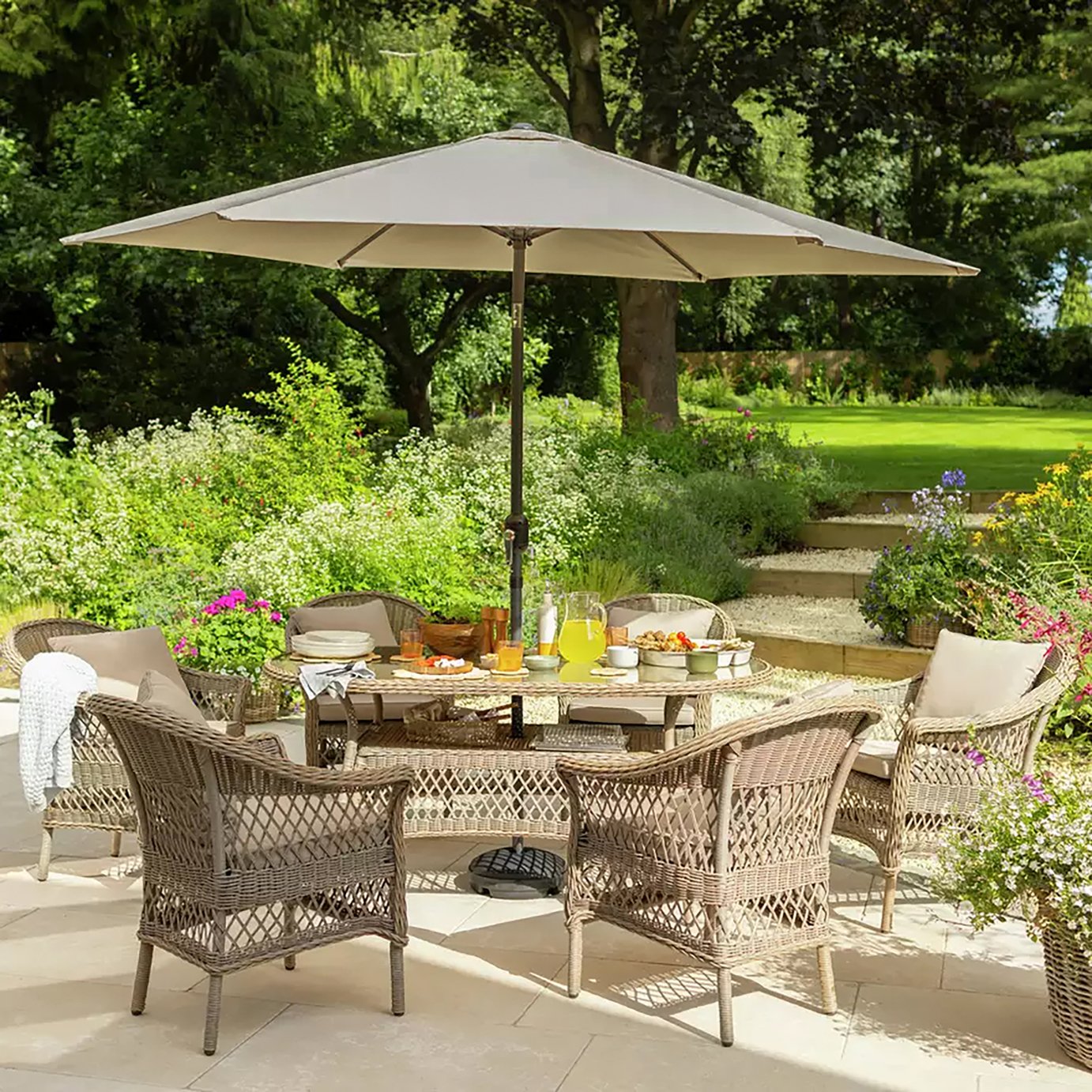 Argos Home Palermo 6 Seater Rattan Effect Patio Set 