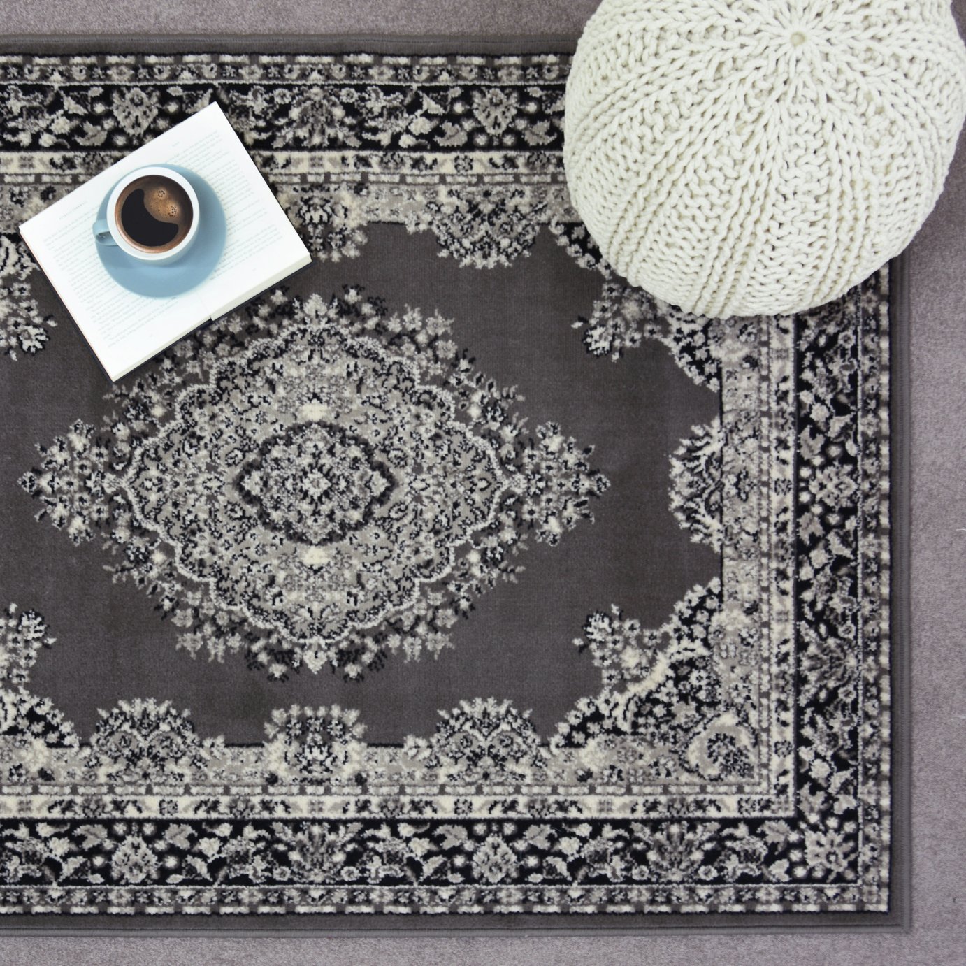 Homemaker Traditional Medallion Rug - 160x230cm - Grey
