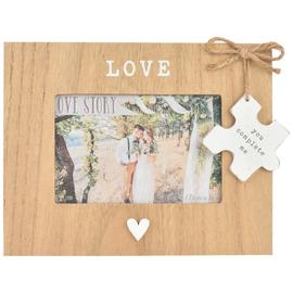 Love Story Jigsaw Piece Wooden Frame - Brown - 17x23cm