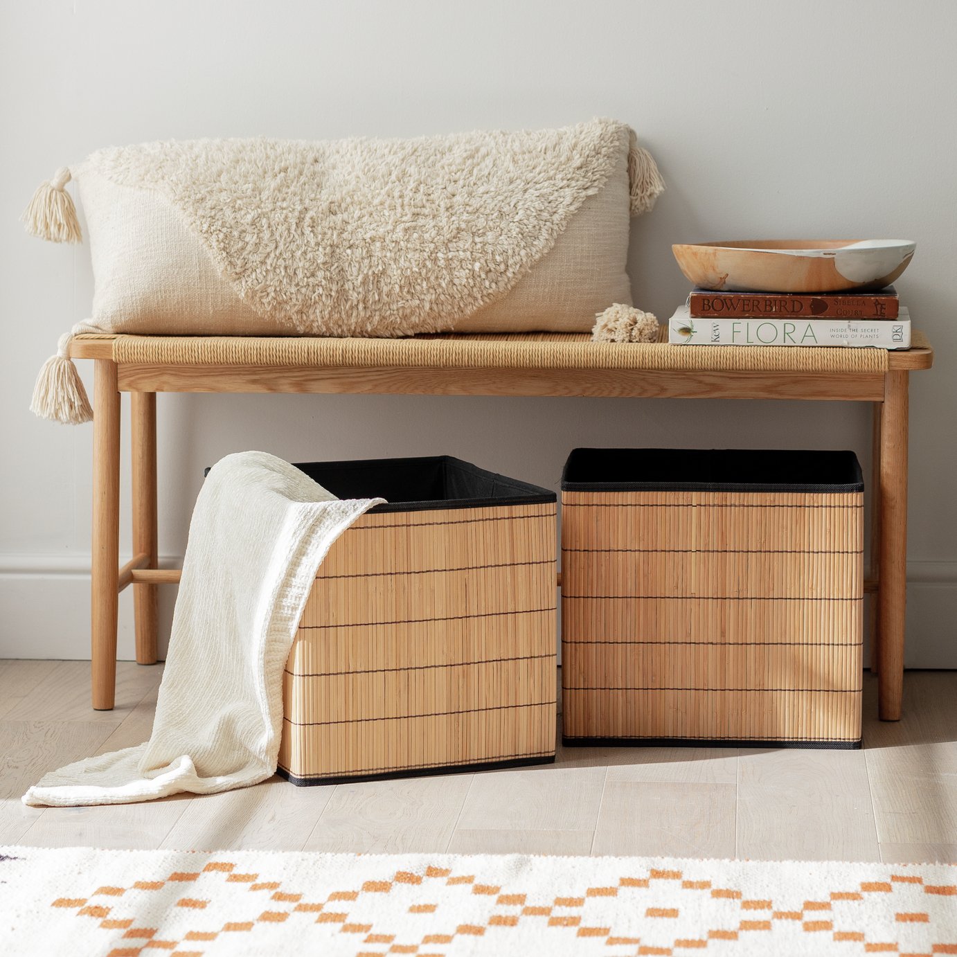 Habitat Set of 2 Bamboo Squares Boxes - Natural