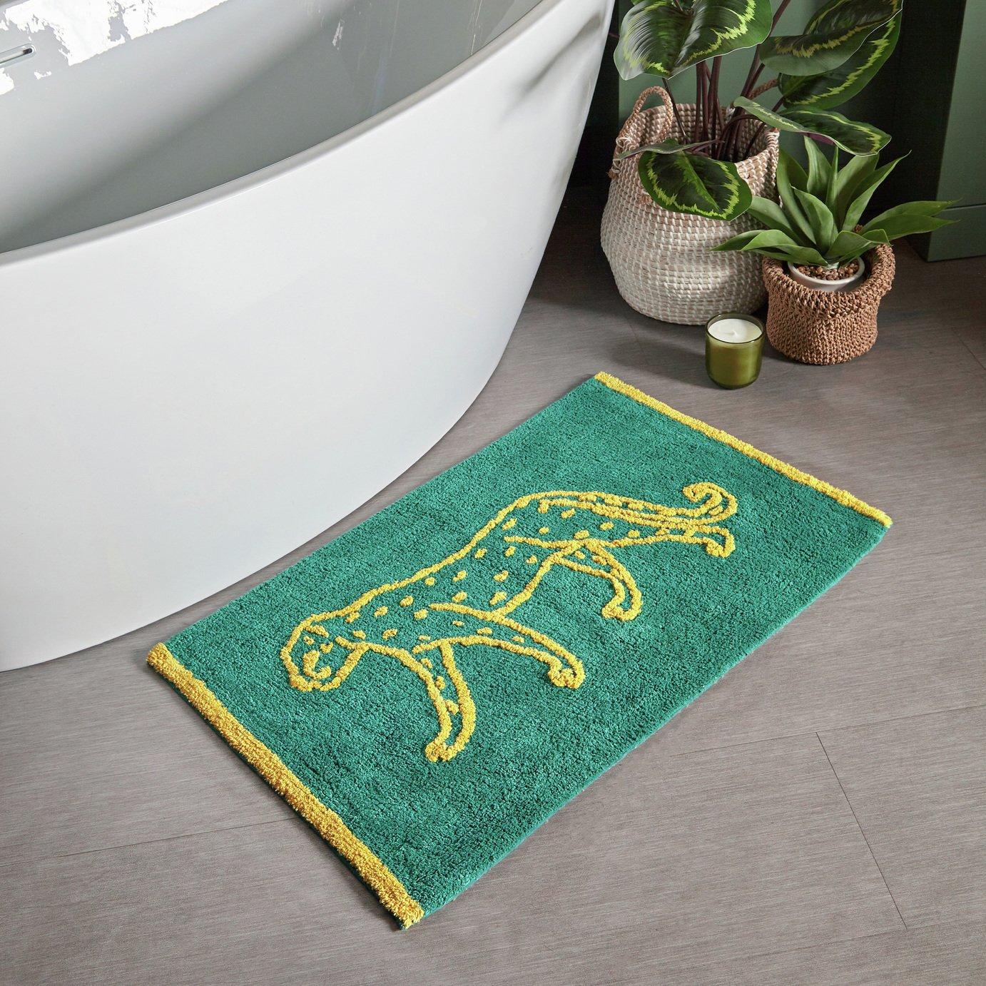 furn Cotton Leapard Bath Mat - Teal