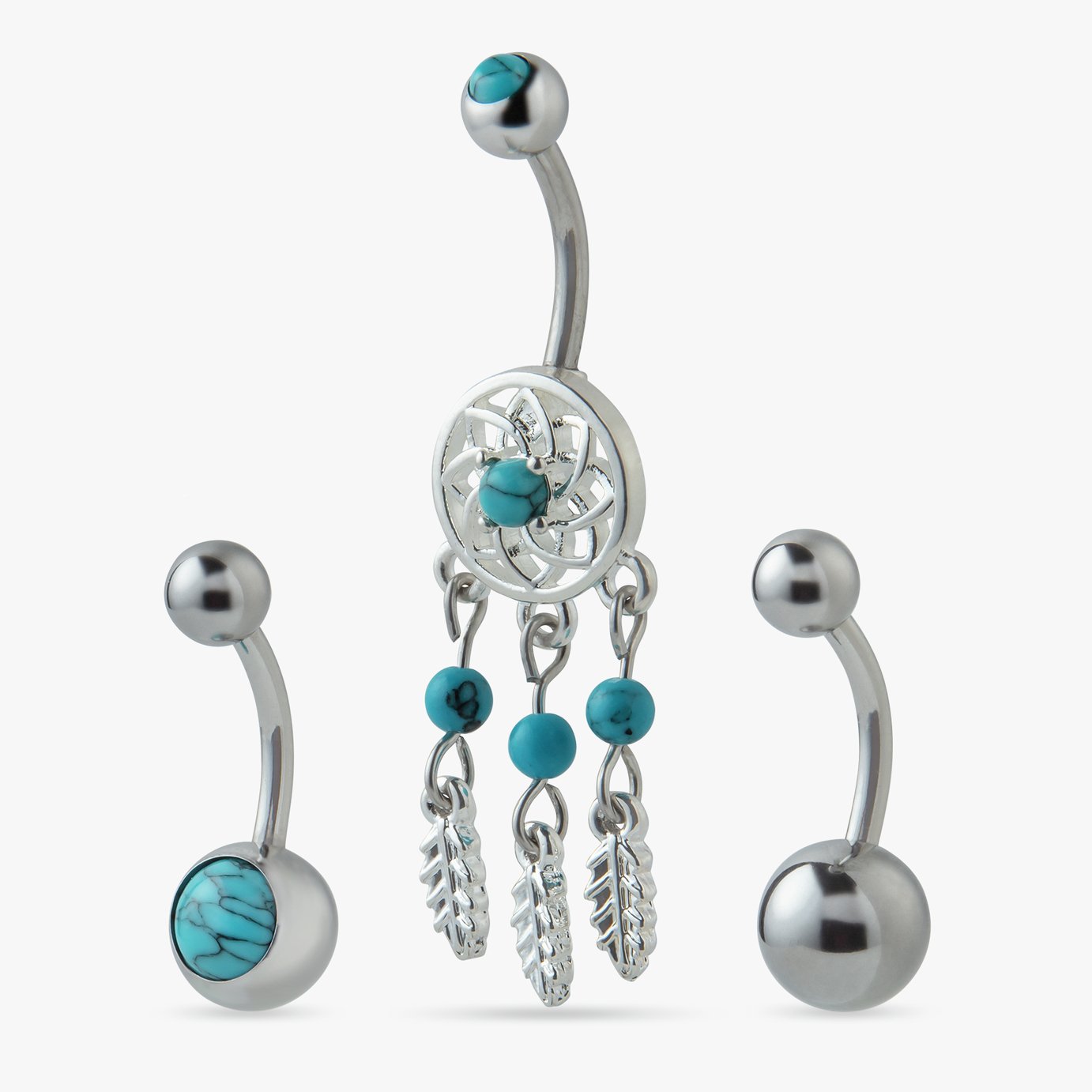 Revere Surgical Steel Dreamcatcher Belly Bars - Set of 3