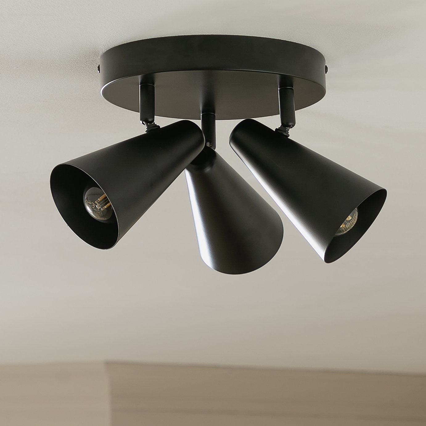 Habitat Steel 3 Lights Spotlight Plate - Matte Black