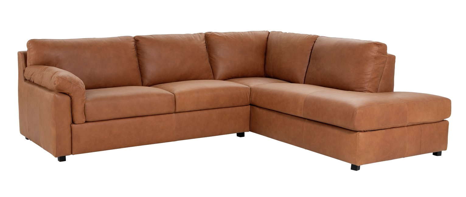 Habitat Florence Leather Right Hand Corner Chaise Sofa - Tan