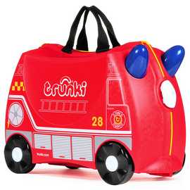 Trunki Frank Firetruck 4 Wheel Hard Ride On Suitcase - Red