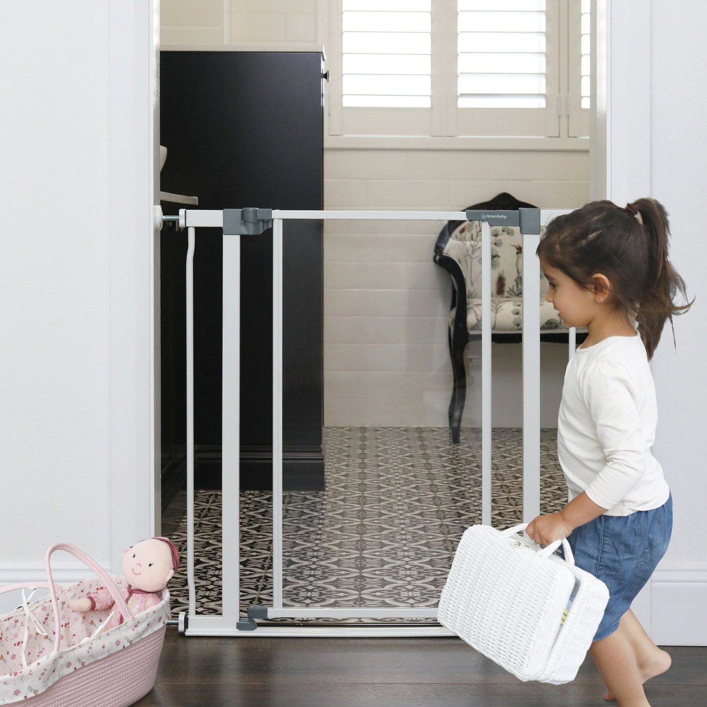 Dreambaby Clear Panel Low-Step Safety Gate (76-81cm) - White