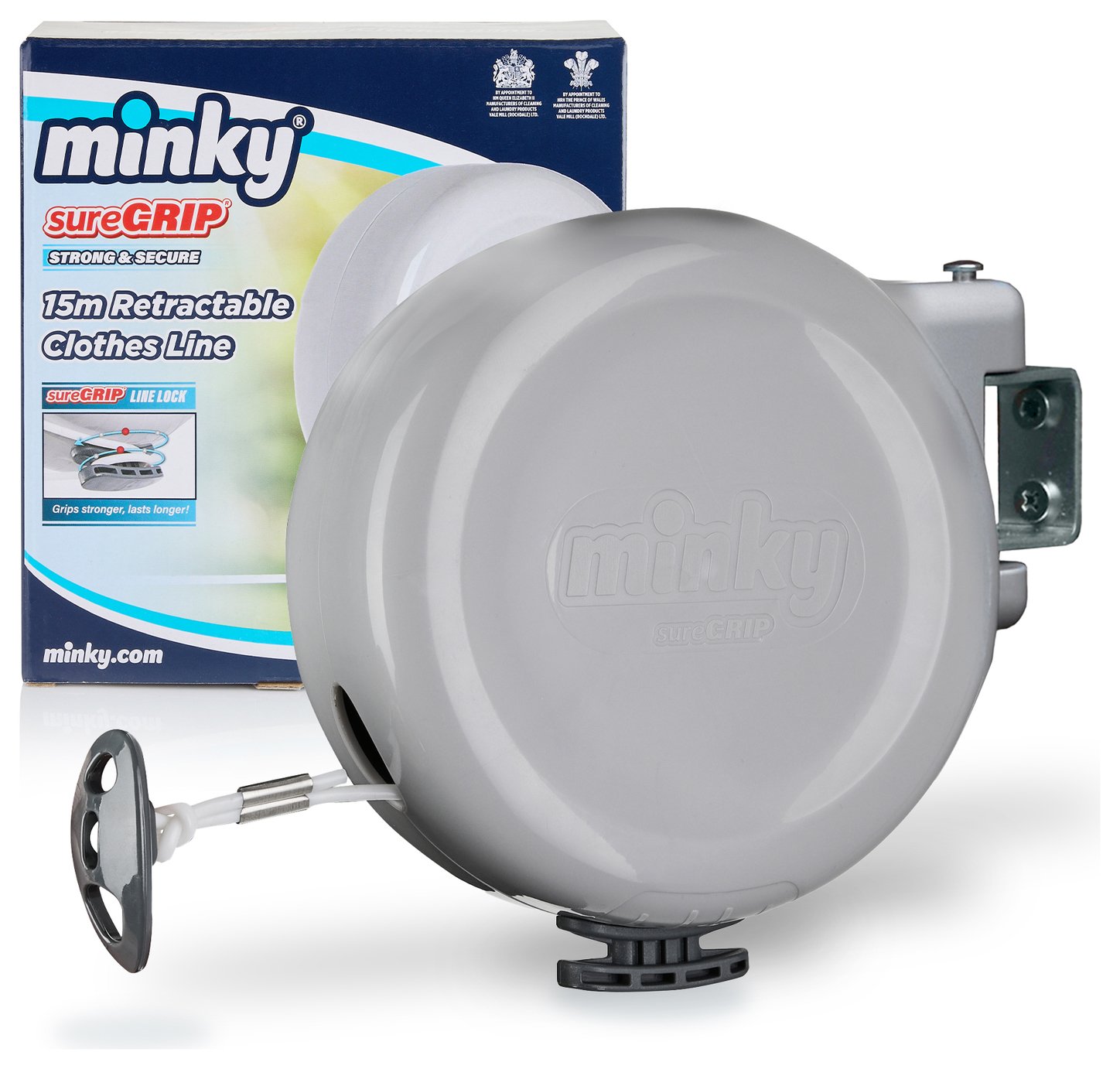 Minky Sure Grip 15m Retractable Reel Outdoor Washing Line