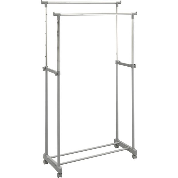 Home Discount® Double Garment Rack Adjustable Clothes Rail Silver FREE DELIVERY 