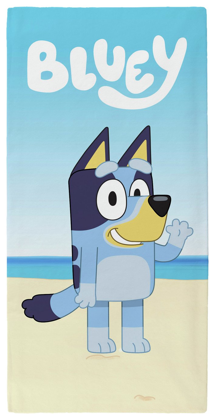 Bluey Kids Heeler Dog Patterned Beach Towel - Blue & Cream