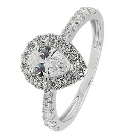 Revere 9ct White Gold Cubic Zirconia Halo Ring