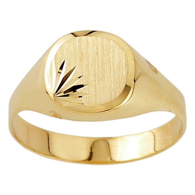 Mens plain gold on sale signet ring