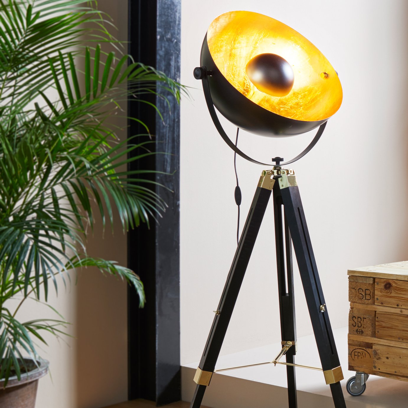 EGLO Covaleda Tripod Floor Lamp - Black & Gold