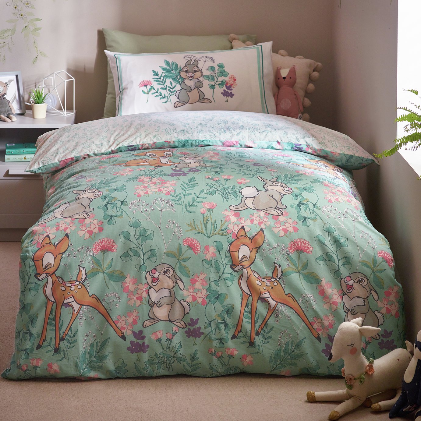 Disney Bambi Cotton Printed Floral Kids Bedding Set - Single