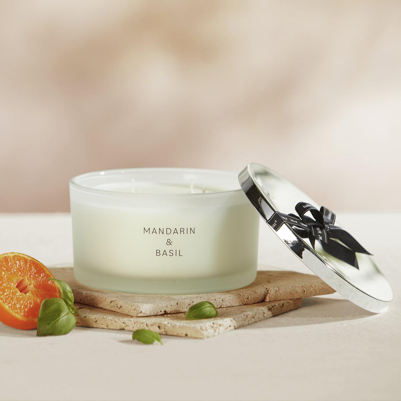 Habitat XL Candle with Lid - Mandarin & Basil
