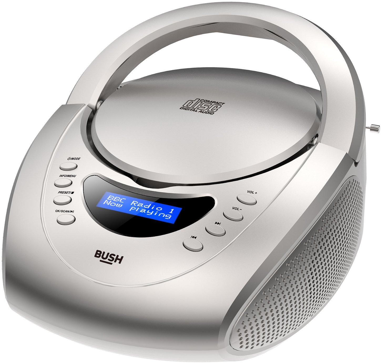 Bush Carnaby DAB+/FM Boombox with CD Player - Silver