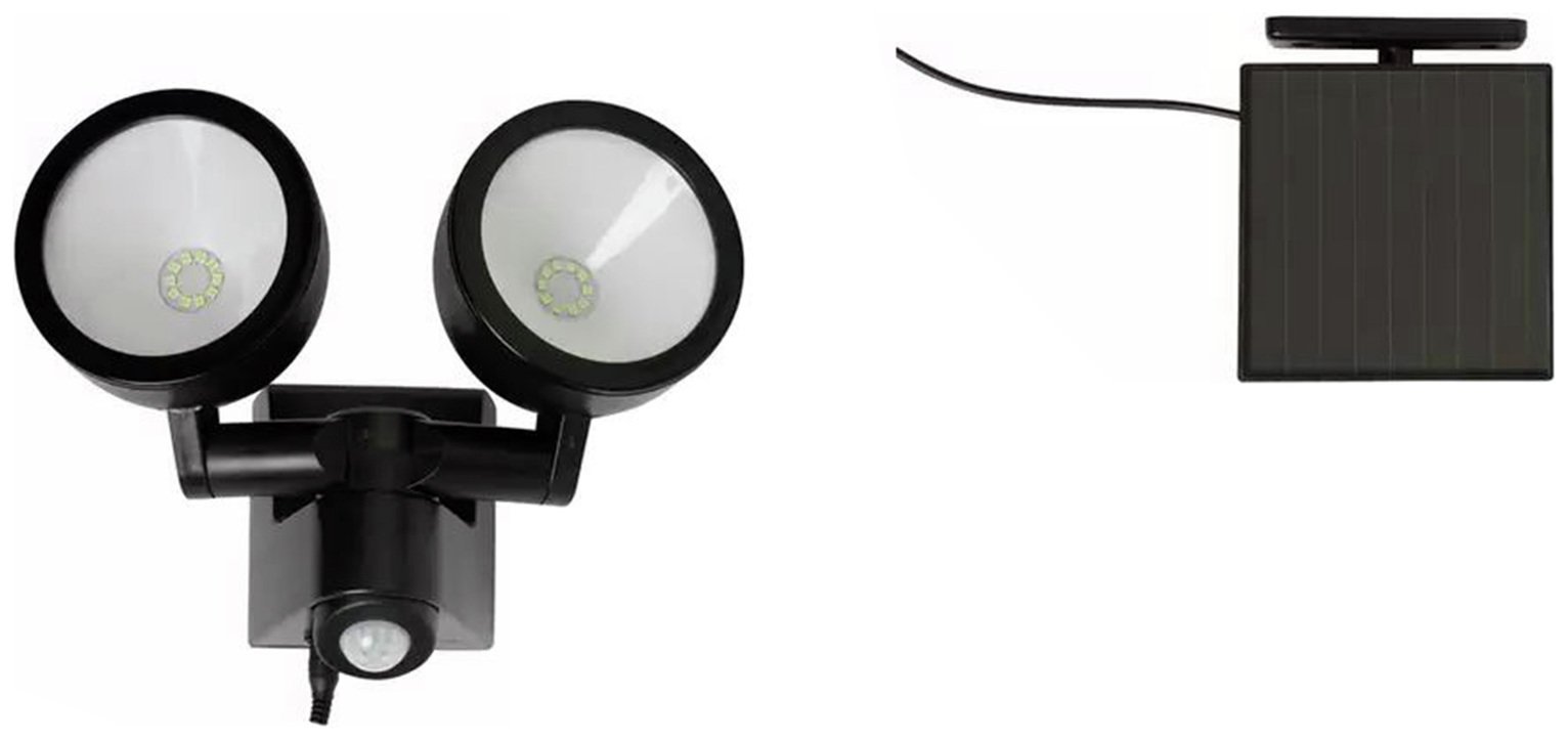 White Plastic Outdoor Solar Twin Spotlight