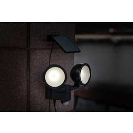 White Plastic Outdoor Solar Twin Spotlight