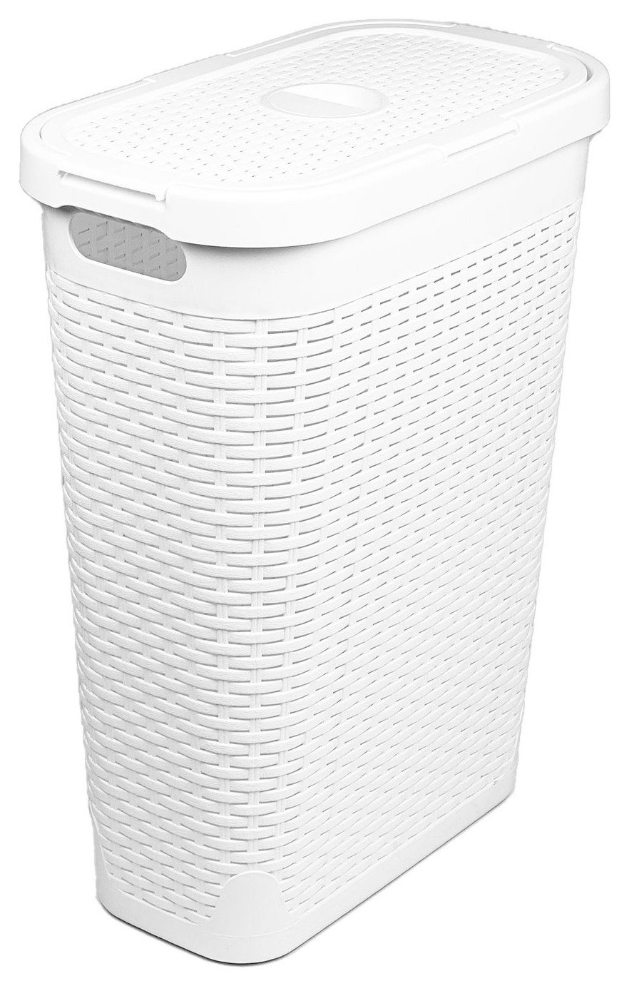 Addis 40 Litre Slimline Laundry Basket - White