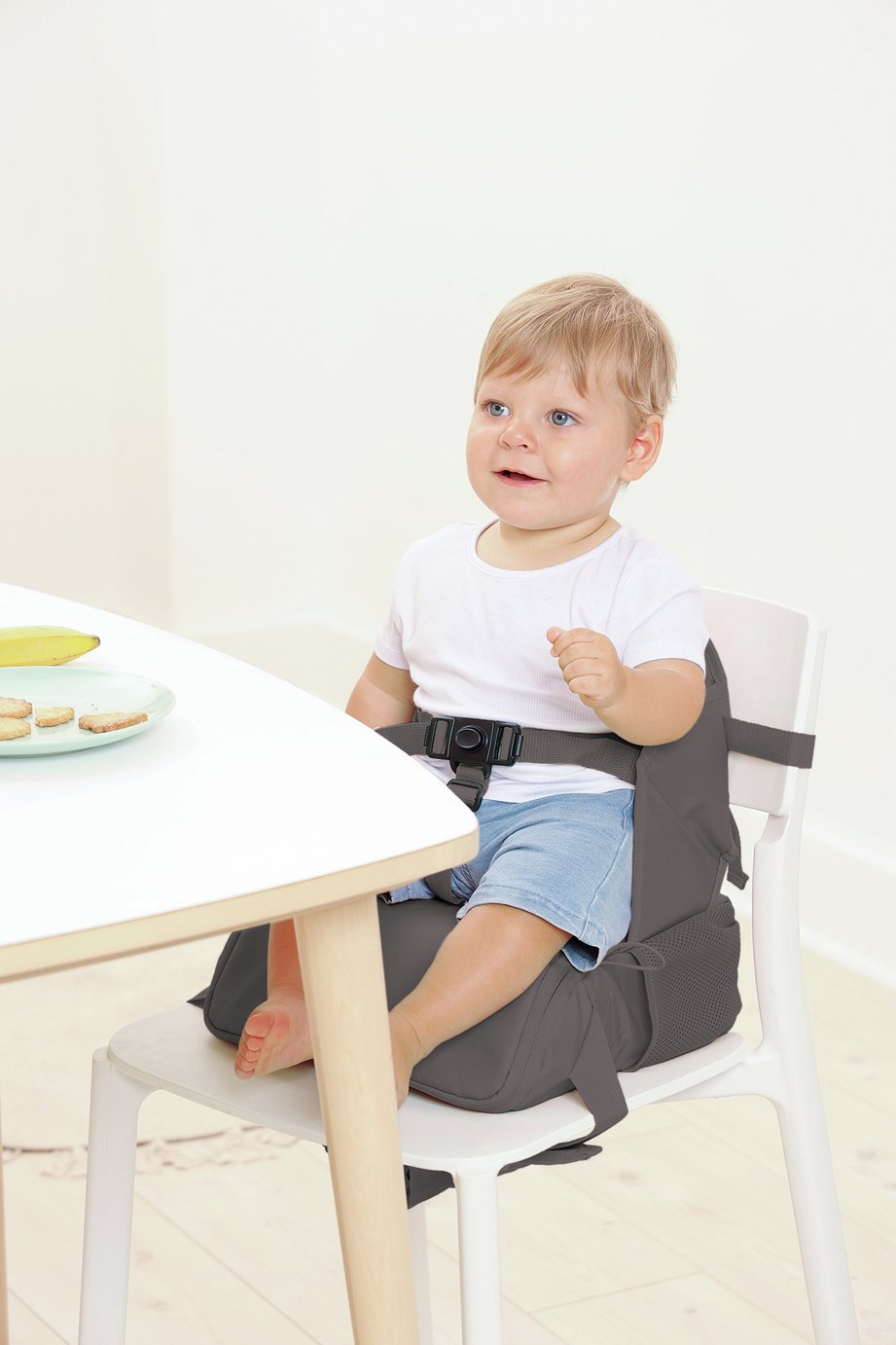 BabyToLove Travel waterproof booster seat with storage grey