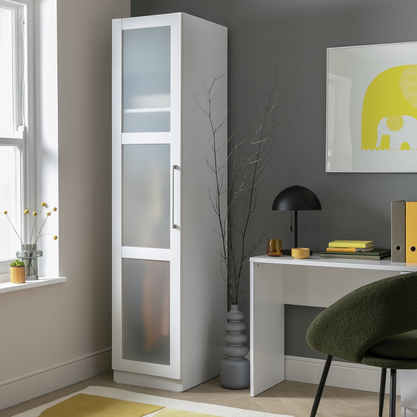 Habitat Hamburg Pallelled Glass 1 Door Wardrobe