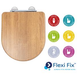 Croydex Levico Moulded Wood Flexi-Fix Toilet Seat - Oak