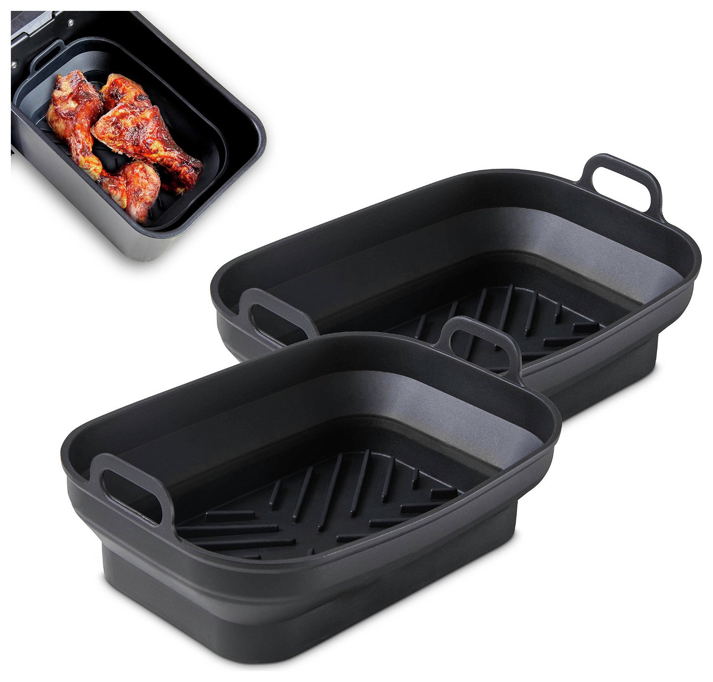 Tower Set of 2 Silicone Air Fryer Rectangular Foldable Trays