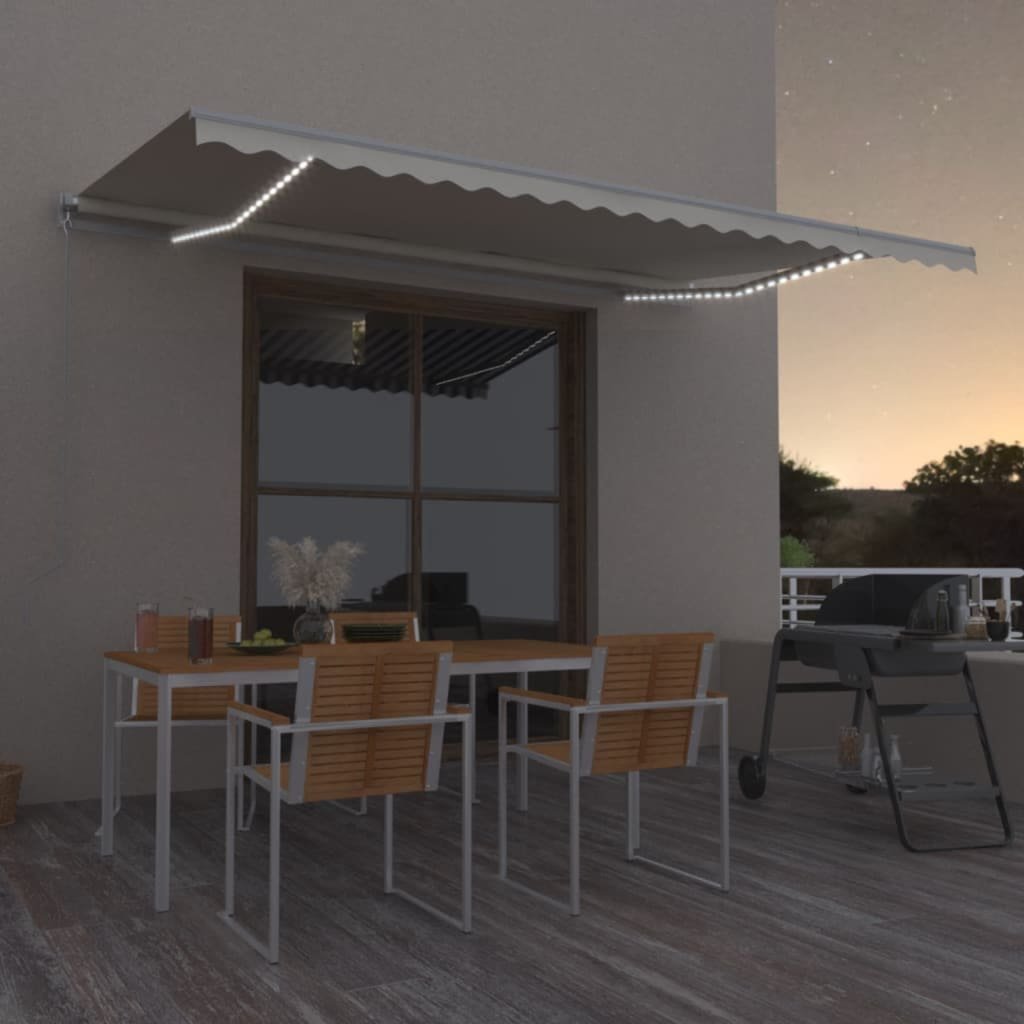 Walplus Electric Polyester Retractable Awning - Cream - 500x350 cm