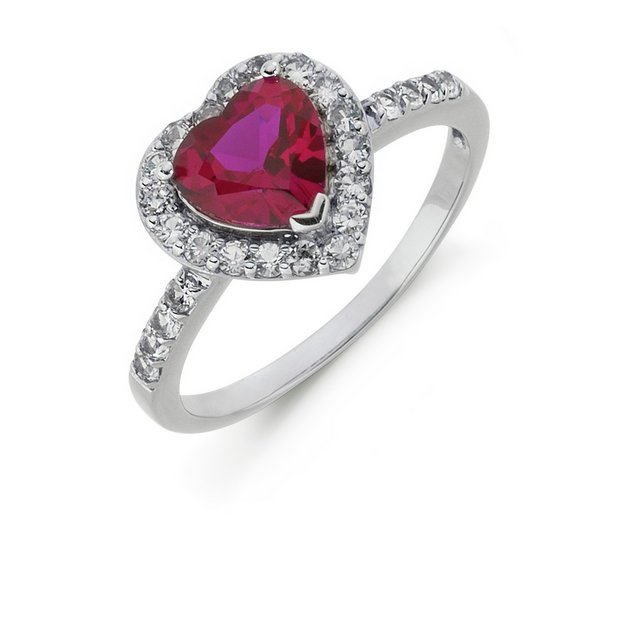 Buy Sterling Silver Created Ruby and White Cubic Zirconia Ring at Argos ...