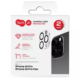 Tech21 iPhone 15 Pro/Pro Max Glass Camera Protector Twinpack