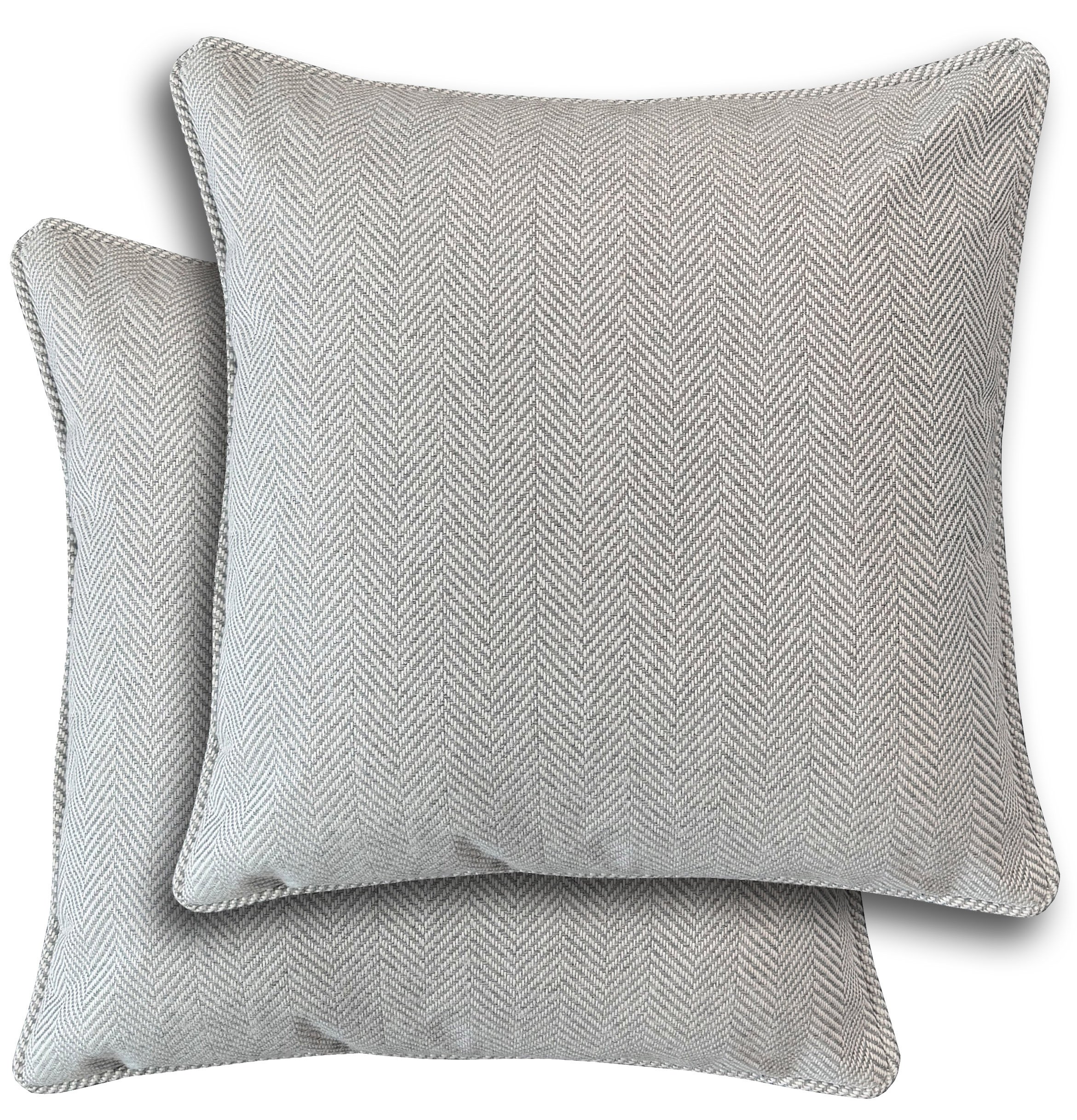 Enhanced Living Chester Herringbone Cushion Covers - 43 x 43cm - Grey