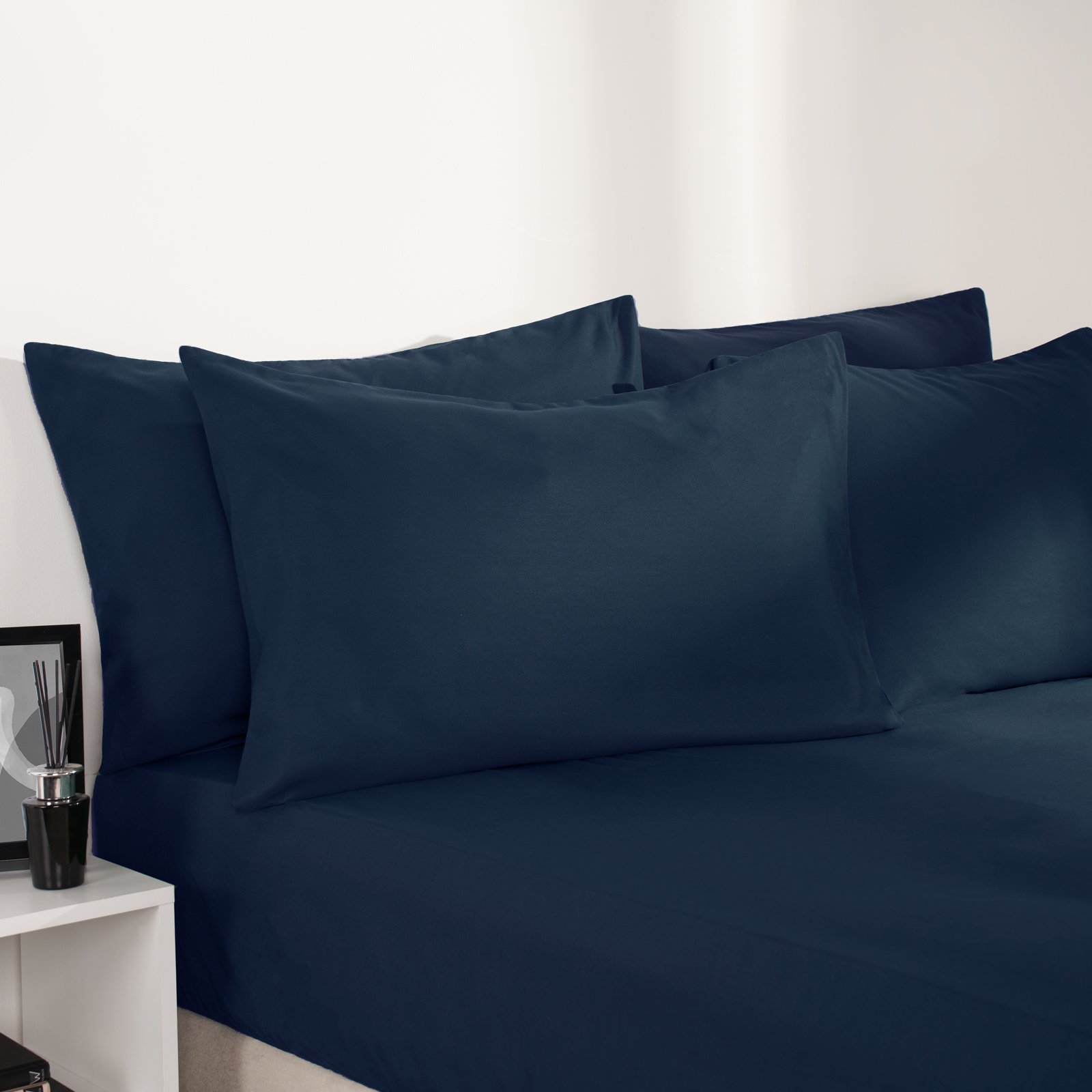 OHS Plain Dyed Microfibre Fitted Bed Sheet Navy - Single