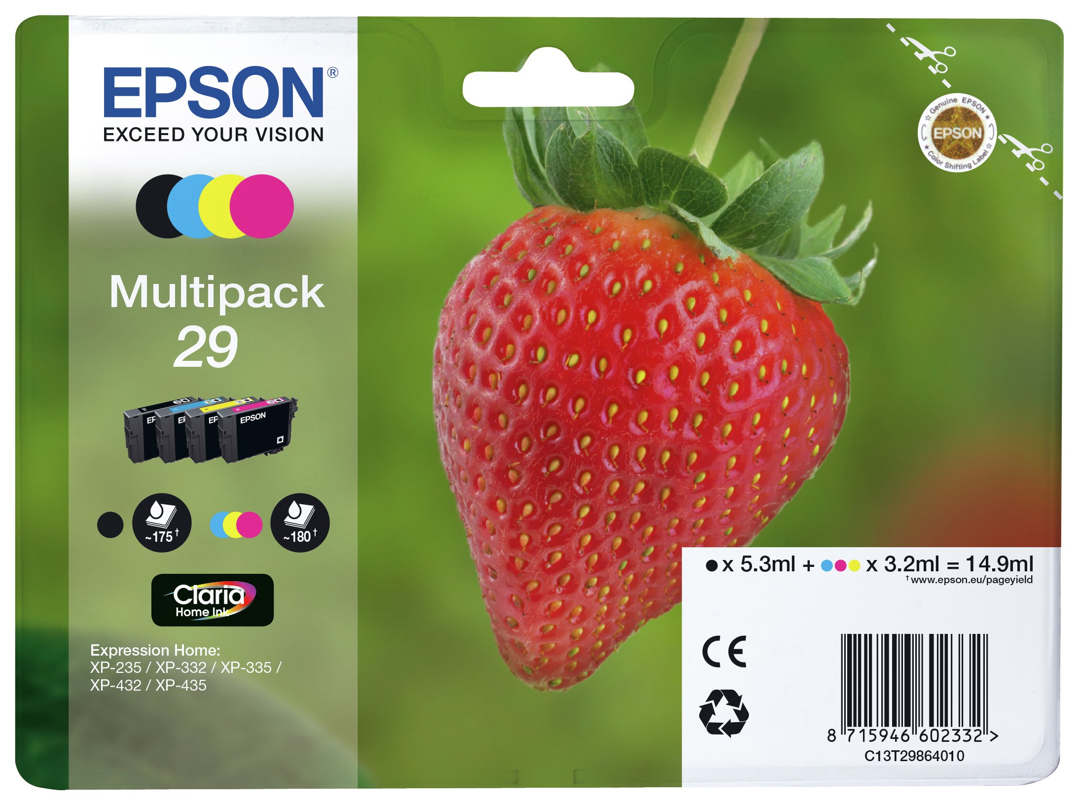 Epson 29 Strawberry Ink Cartridges - Black & Colour