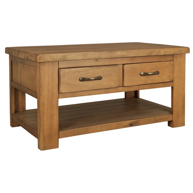  Argos home devon solid pine coffee table walnut effect Solid Pine Coffee Table With Drawers