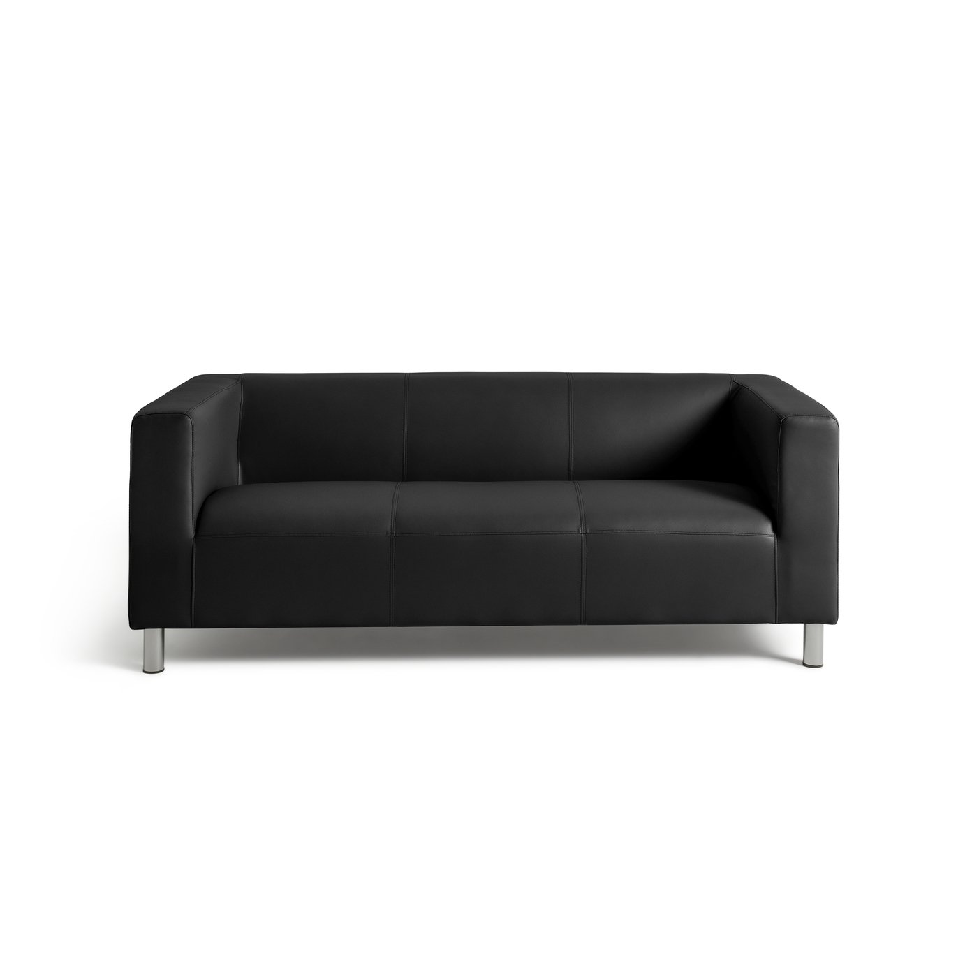 Moda 3 Seater Faux Leather Sofa - Black 