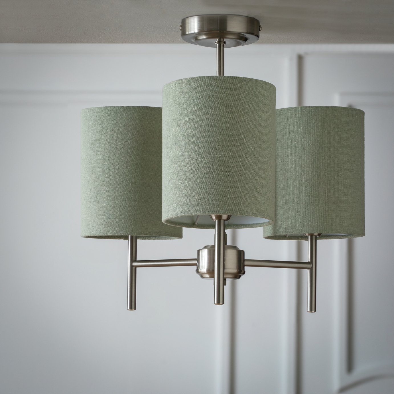 Argos Home Candelabra Steel 3 Light Ceiling Light - Sage