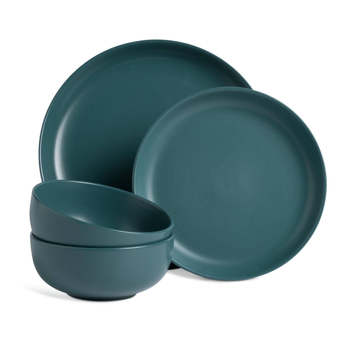 Habitat Matte Glaze 12 Piece Stoneware Dinner Set - Teal