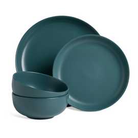 Habitat Matte Glaze 12 Piece Stoneware Dinner Set - Teal