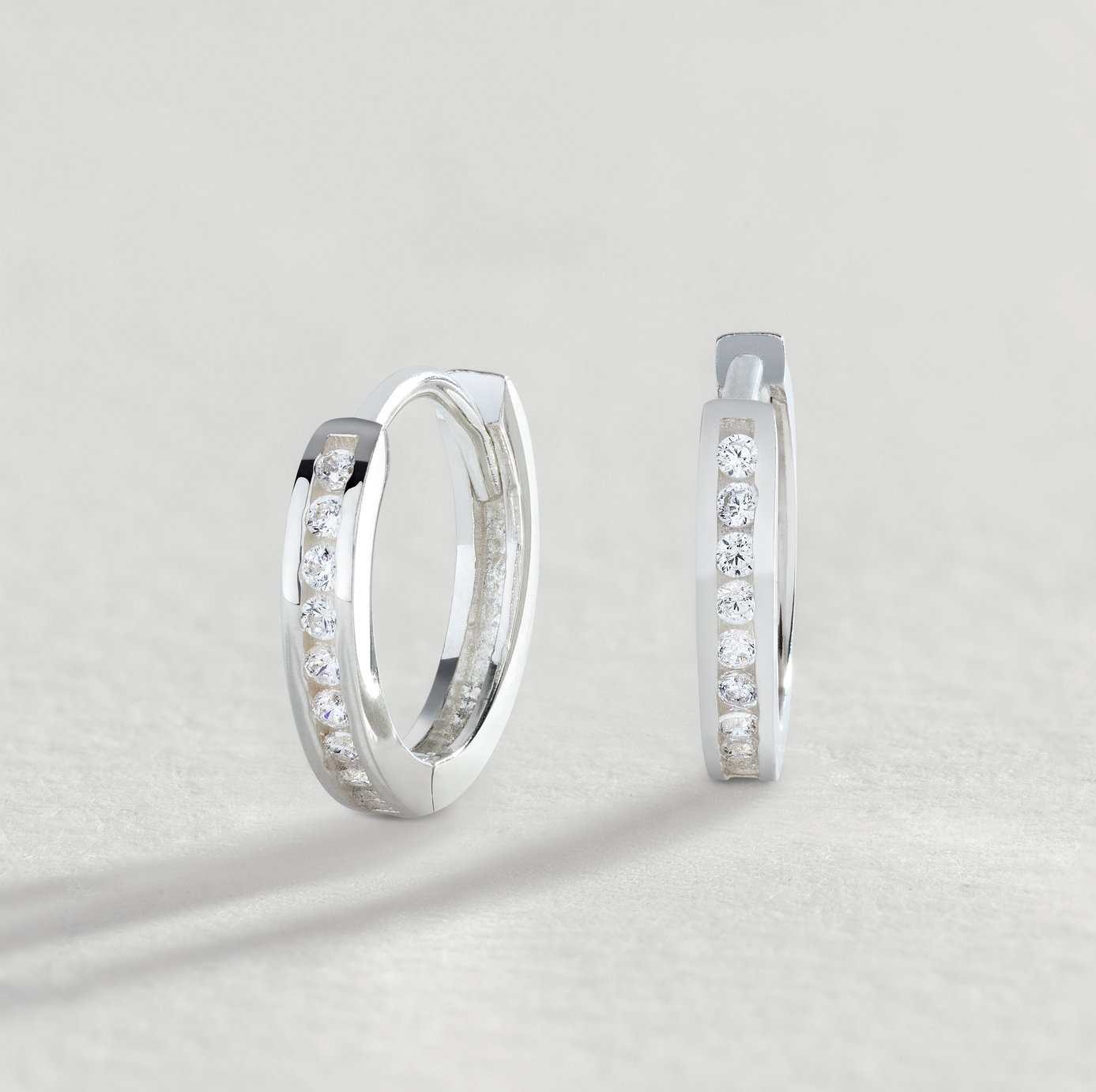 Revere Sterling Silver Cubic Zirconia Huggie Hoop Earrings