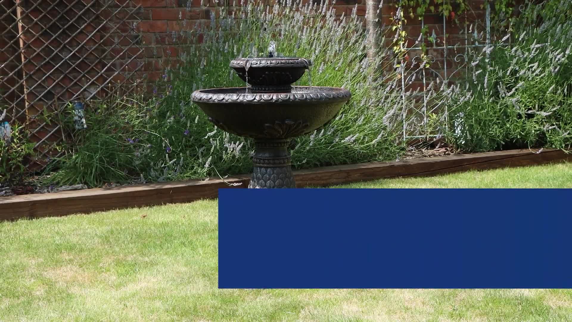 Streetwize Garden Solar Imperial Bird Bath Fountain With Bat