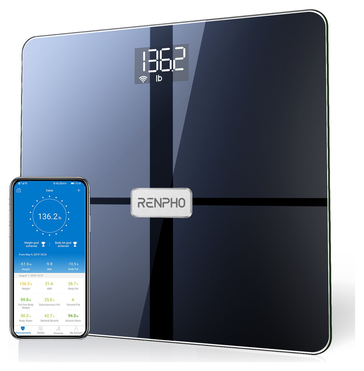 Renpho Smart Body WiFi Bathroom Scale - Black