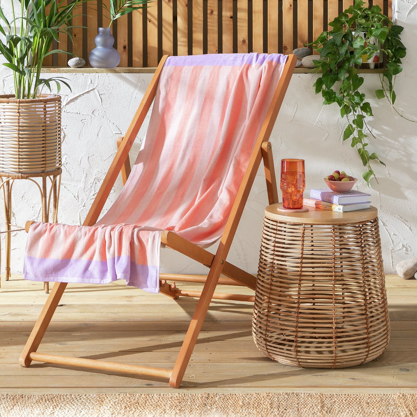Argos Home Peach Stripe Beach Towel