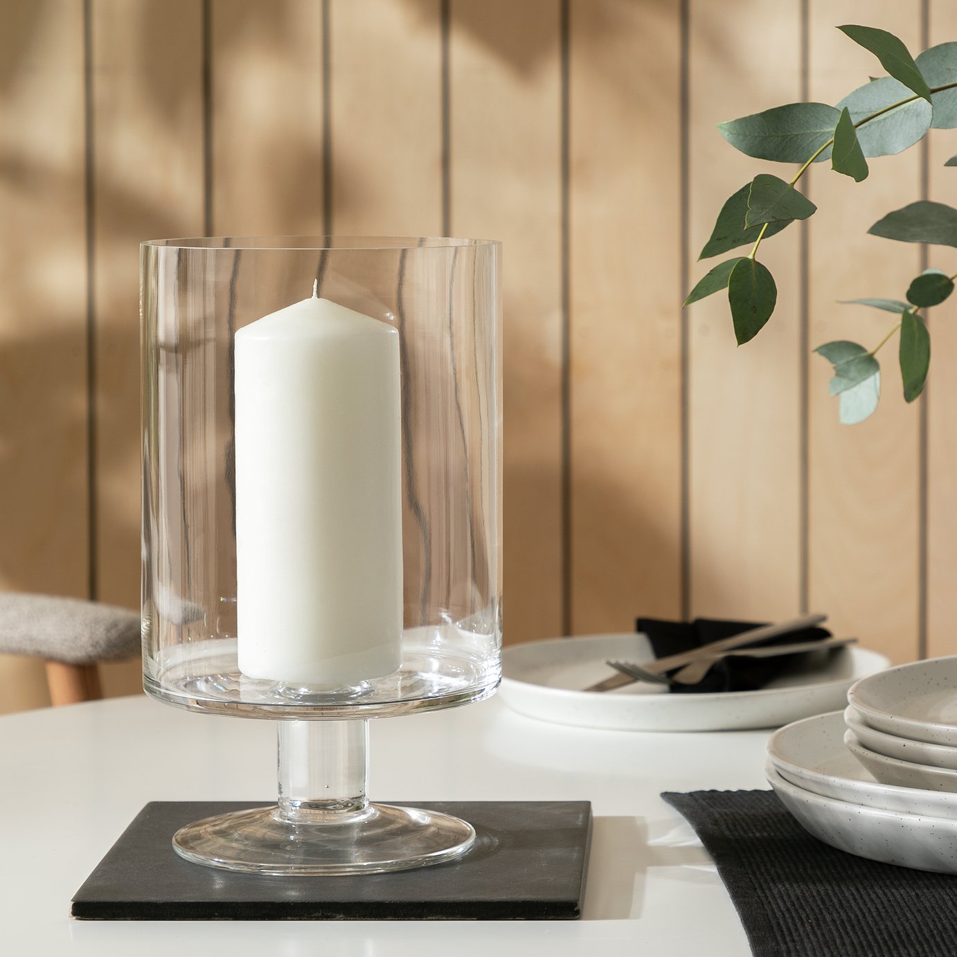 Argos Home Large Hurricane Candle Holder With Glass Foot