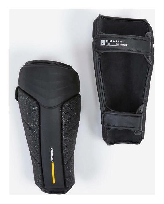 Decathlon 500 Ergonomic Shin Guards - Black, L