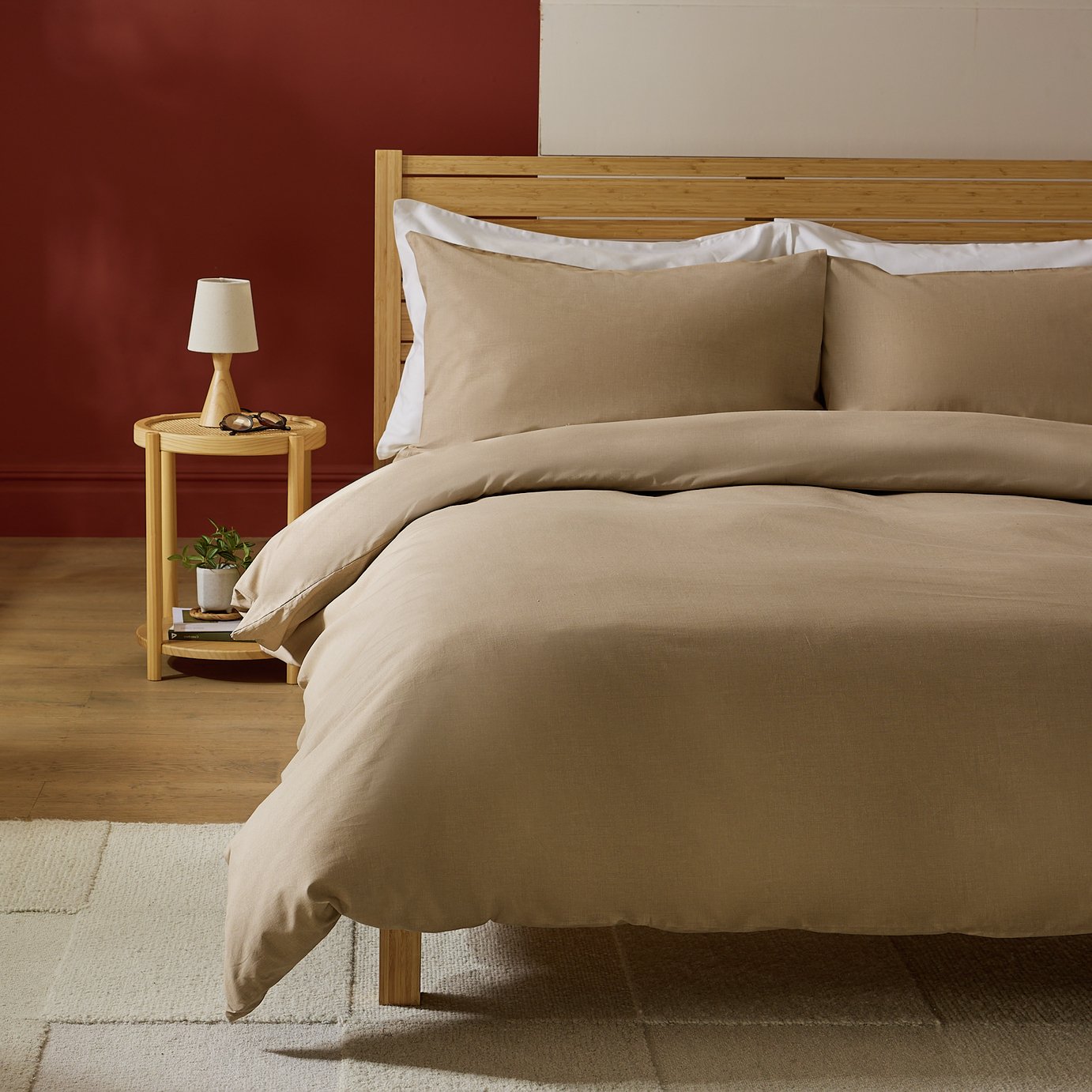 Habitat Cotton Textured Print Natural Bedding Set - King