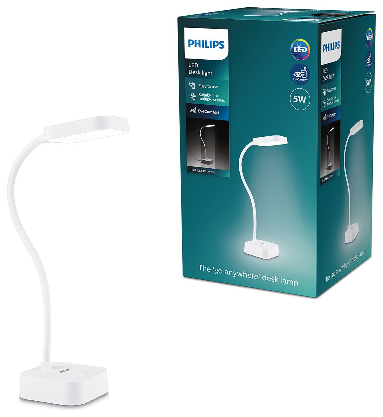 Philips Rock 39cm LED Portable Touch Desk Lamp - White