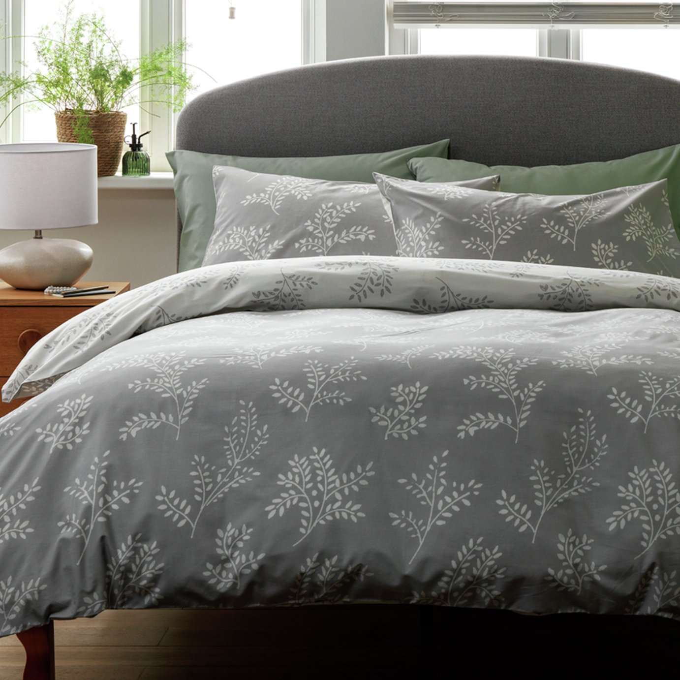 Argos Home Floral Trail Grey Bedding Set - Double