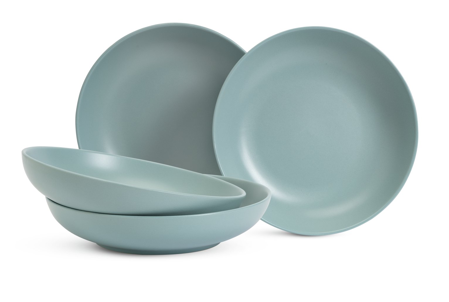 Habitat Matte Glaze 4 Piece Stoneware Pasta Bowl - Duck Egg