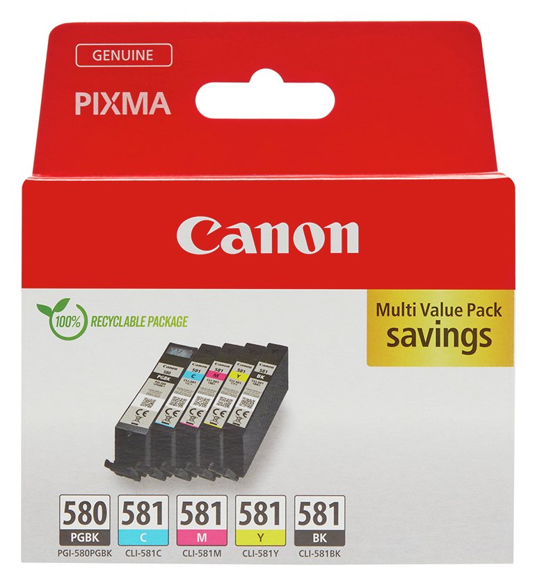 Canon PGI-580PGBK  & CLI-581 Ink Cartridges - Black & Colour