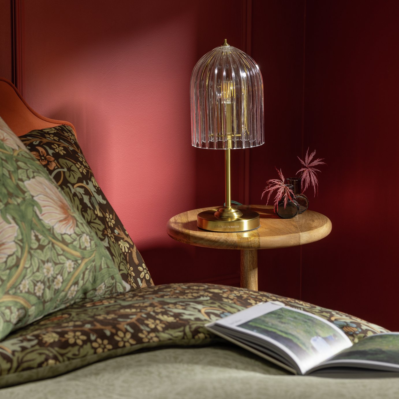 Habitat x Morris & Co. Glass & Brass Cloche Table Lamp